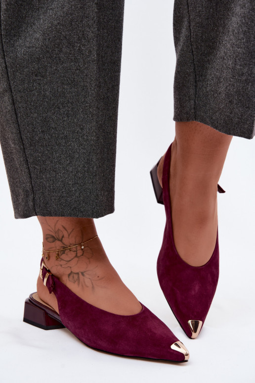 Haut INildledersandalen für Damen Auf niedrigem Absatz D&A CR61-3050 Burgund