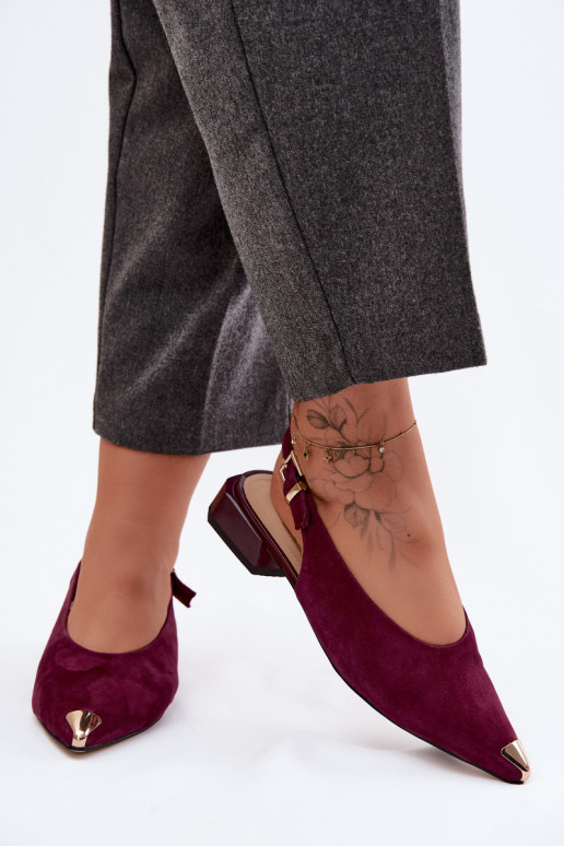 Damen Wildleder-Sandalen auf niedrigem Absatz D&A CR61-3050 burgunder