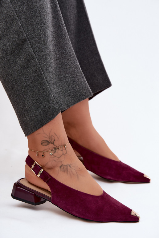 Haut INildledersandalen für Damen Auf niedrigem Absatz D&A CR61-3050 Burgund