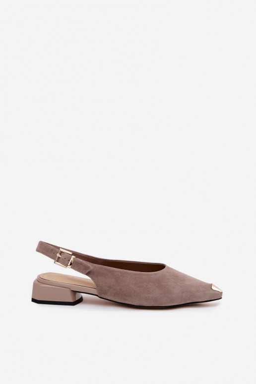 Damen Wildleder-Sandalen auf niedrigem Absatz D&A CR61-3050 sand