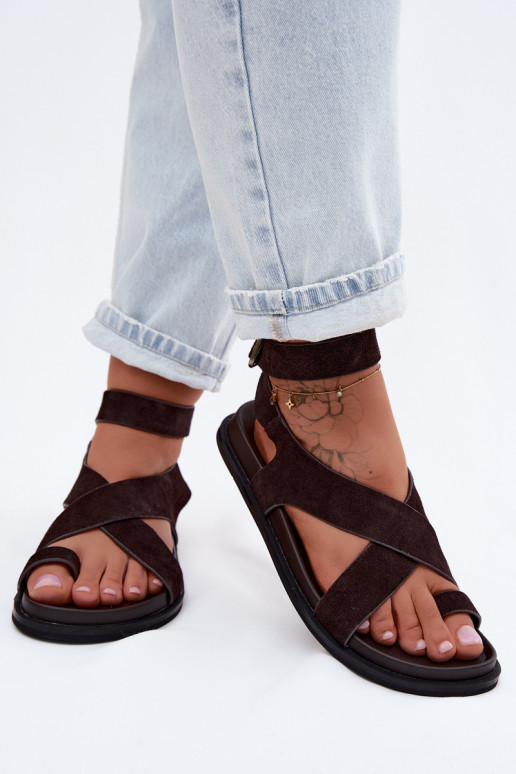 Flache SandalenErmöglichtturalnego aus INildlederu D&A CR61-3049 CzekoladoZue