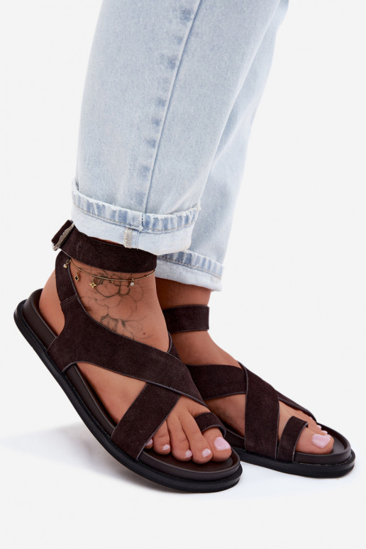 Flache SandalenErmöglichtturalnego aus INildlederu D&A CR61-3049 CzekoladoZue