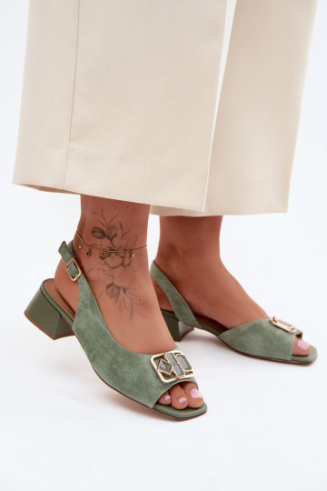 Eleganter Stil SandalenErmöglichtturalnego aus INildlederu mit Absätzen D&A CE61-3127 grüne Farbe 2