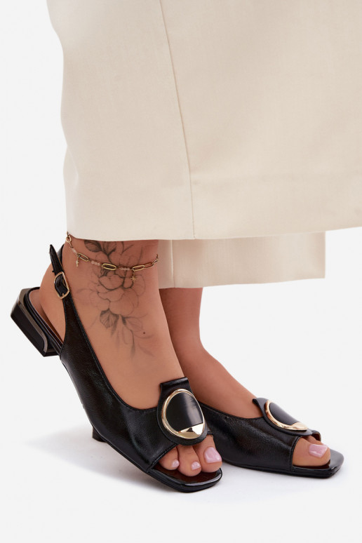 Sandalen mit breiten Absätzen und Ornamenten in Schwarz Glima
