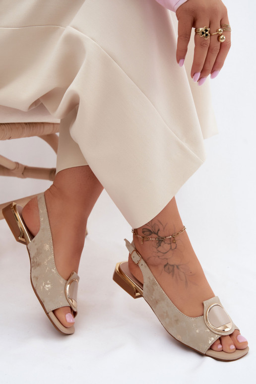 Sandalen mit breiten Absätzen und Ornamenten in Gold Glima
