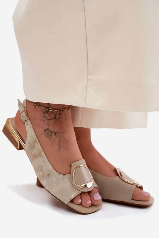 Sandalen mit breiten Absätzen und Ornamenten in Gold Glima