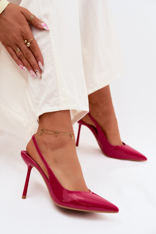 Rosa lackierte High-Heels-Sandalen aus Kunstleder Calera