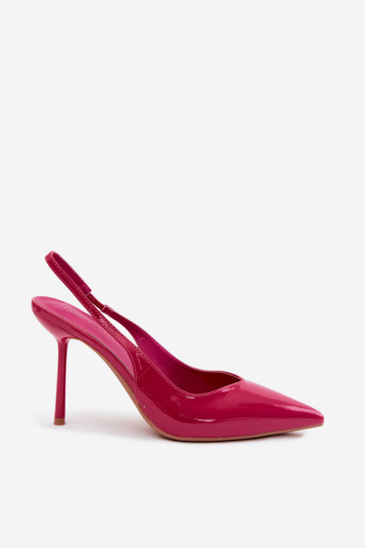 Rosa lackierte High-Heels-Sandalen aus Kunstleder Calera
