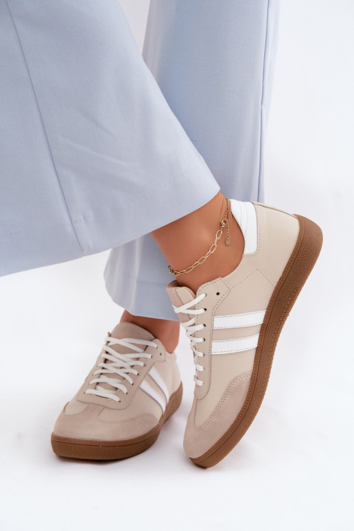 Zazoo N1068 Haut Niedrig Sneakers Stilvollllschuhe Feminin Beige