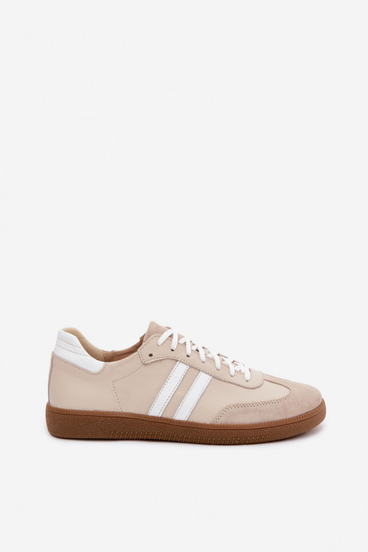 Zazoo N1068 Leder-Sneaker für Damen in Sandfarbe