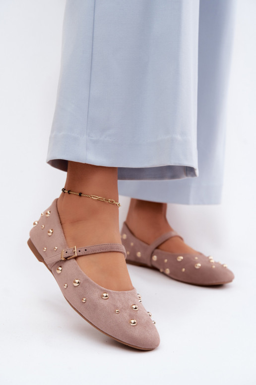 Ballerinas Mit Dekoration I Streifenem Beige Cuddly