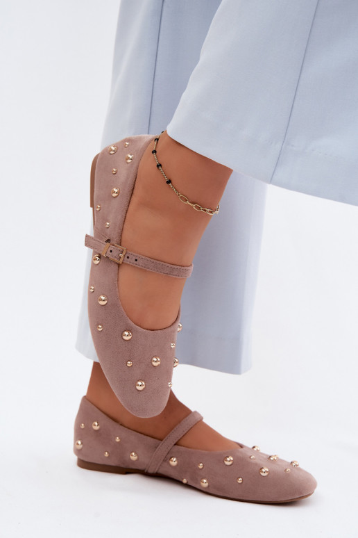 Ballerinas Mit Dekoration I Streifenem Beige Cuddly