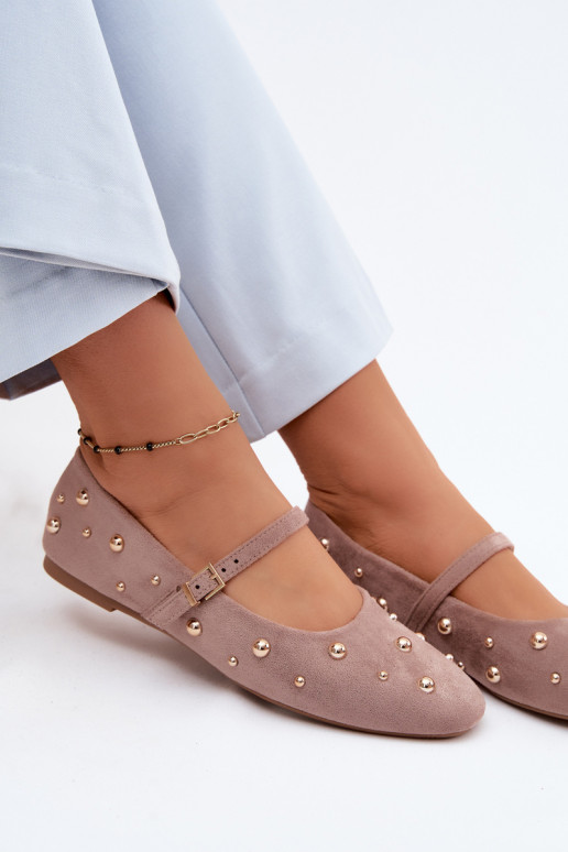 Ballerinas Mit Dekoration I Streifenem Beige Cuddly