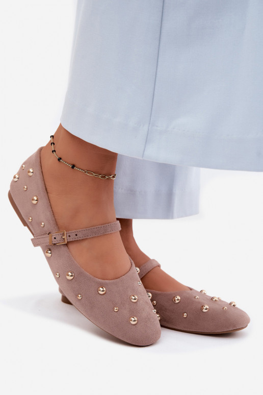 Ballerinas Mit Dekoration I Streifenem Beige Cuddly