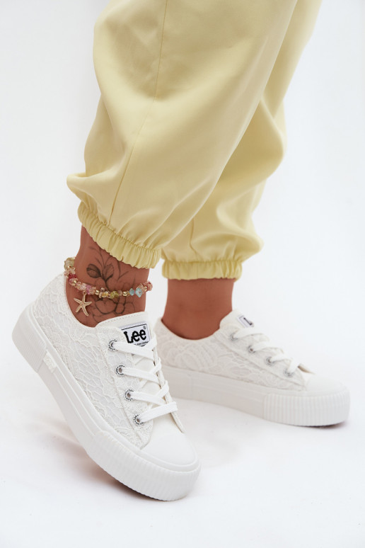 Freizeitschuhe mit Spitzenmotiven und Plateau LEE ISLA LACE INOMEN LOIN 50261003.1FG in Weiß