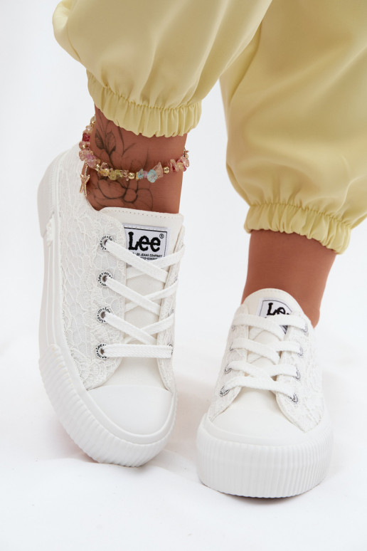Freizeitschuhe mit Spitzenmotiven und Plateau LEE ISLA LACE INOMEN LOIN 50261003.1FG in Weiß
