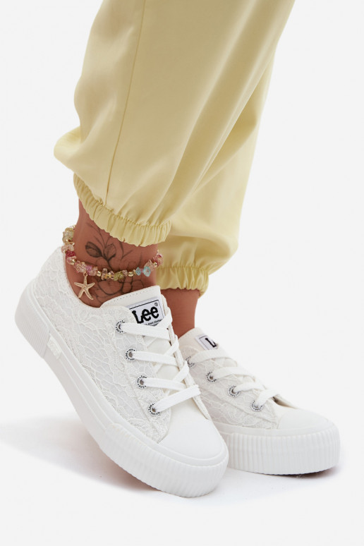 Freizeitschuhe mit Spitzenmotiven und Plateau LEE ISLA LACE INOMEN LOIN 50261003.1FG in Weiß