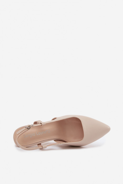 Damen-Sandalen mit Absatz Sergio Leone SK157 in Sandfarbe