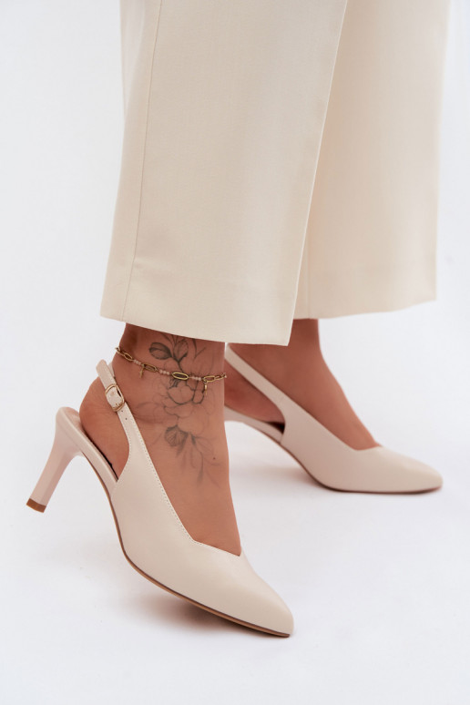 Damen-Sandalen auf dünnen Absätzen Sergio Leone SK158 in Sandfarbe