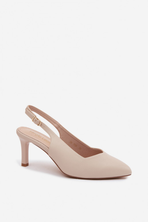 Damen-Sandalen auf dünnen Absätzen Sergio Leone SK158 in Sandfarbe