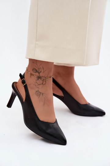 Damensandalen Ermöglicht Smukłym Obcasie Sergio Leone SK158 schZuarze Farbe 2