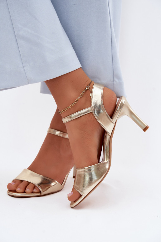 Damensandalen Ermöglicht Smukłym Obcasie Sergio Leone SK347 goldene Farbe