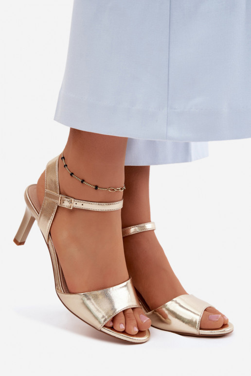 Damensandalen Ermöglicht Smukłym Obcasie Sergio Leone SK347 goldene Farbe