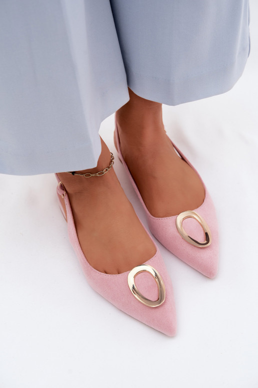 Damensandalen mit breiten Absätzen mit Ornamenten pinke Farbe Sparkle