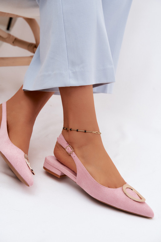 Damensandalen mit breiten Absätzen mit Ornamenten pinke Farbe Sparkle