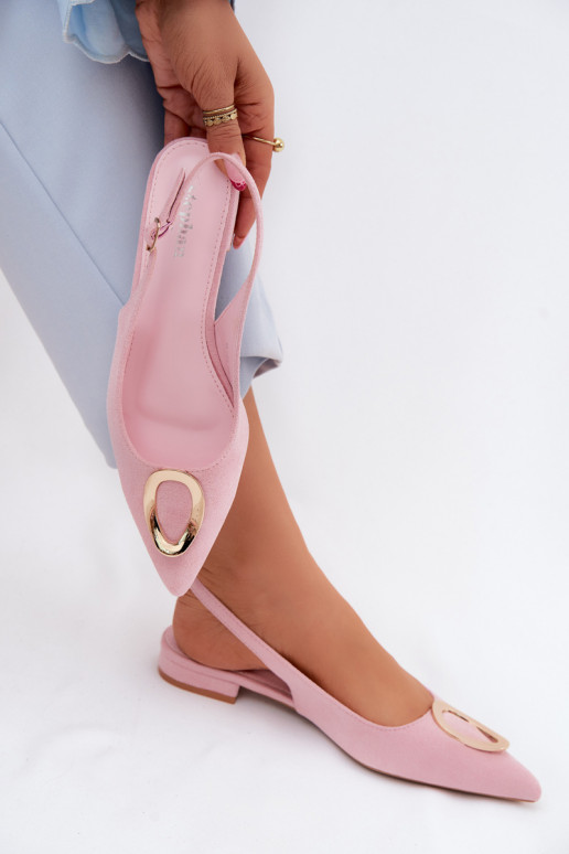 Damensandalen mit breiten Absätzen mit Ornamenten pinke Farbe Sparkle