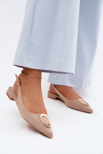 Damensandalen mit breiten Absätzen mit Ornamenten Beige Sparkle 2