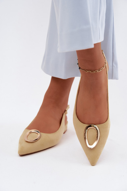 Damensandalen mit breiten Absätzen mit Ornamenten gelbe Farbe Sparkle