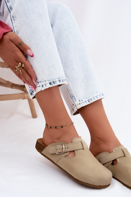 Lederhausschuhe Mule mit Schnallen Zazoo 1905 PistacjoZue