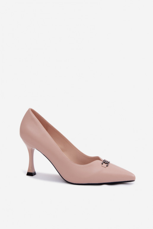 hochhackige Schuhe Mit Dekorationen Detalem Vinceza 62291 Beige