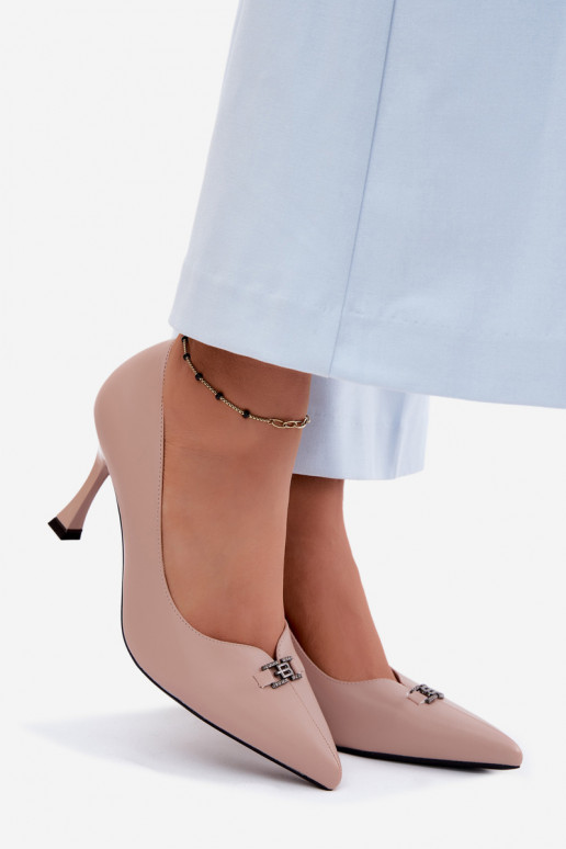 hochhackige Schuhe Mit Dekorationen Detalem Vinceza 62291 Beige