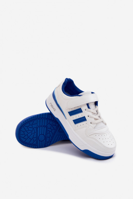 Sneakers Stilvollllschuhe Kindisch mit Klebeverschlüssen INeiß-blaue Farbe Neressa