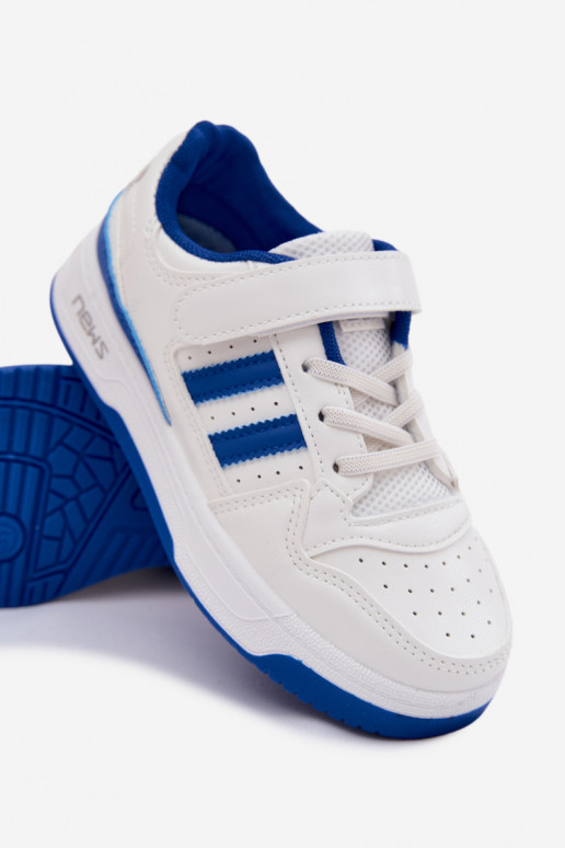 Sneakers Stilvollllschuhe Kindisch mit Klebeverschlüssen INeiß-blaue Farbe Neressa
