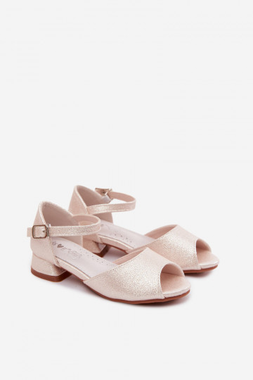 Glänzende Kindersandalen in Sandfarbe Pebble