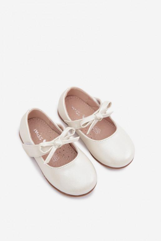 Ballerinas Kindisch mit Klebeverschlüssen mit Bändern elfenbeinfarbe Drippy