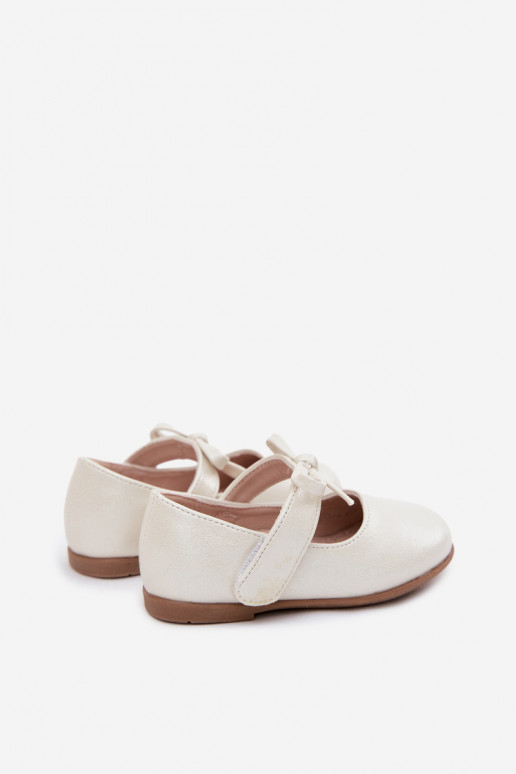 Ballerinas Kindisch mit Klebeverschlüssen mit Bändern elfenbeinfarbe Drippy