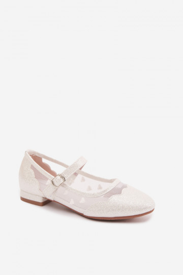 Glänzende Ballerinas Dla DzieZuczynek Netz mit Herzen Zueiße Farbe Binky