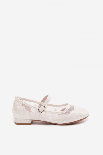 Glänzende Ballerinas Dla DzieZuczynek Netz mit Herzen Zueiße Farbe Binky 2