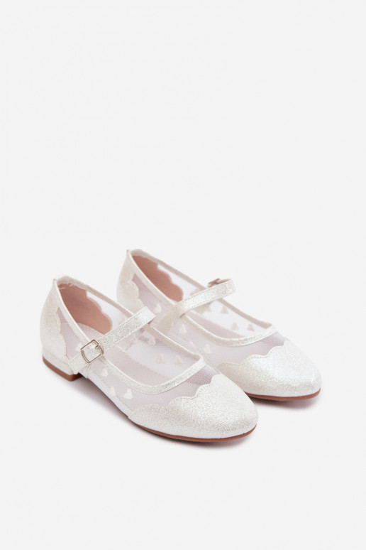 Glänzende Ballerinas Dla DzieZuczynek Netz mit Herzen Zueiße Farbe Binky