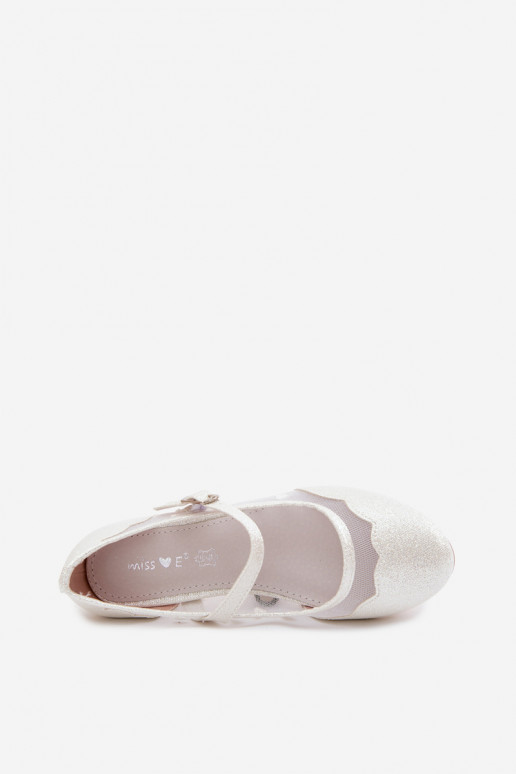 Glänzende Ballerinas Dla DzieZuczynek Netz mit Herzen Zueiße Farbe Binky