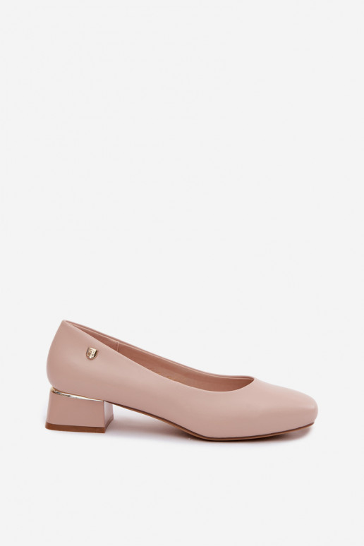 Sergio Leone PB417 Kunstleder-Pumps in Sandfarbe