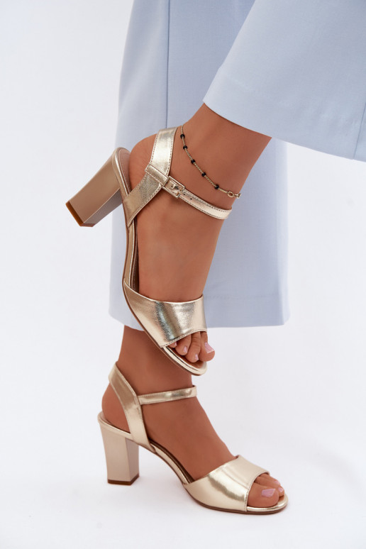 Damen-Sandalen mit hohen Absätzen Sergio Leone SK861 goldene Farbe