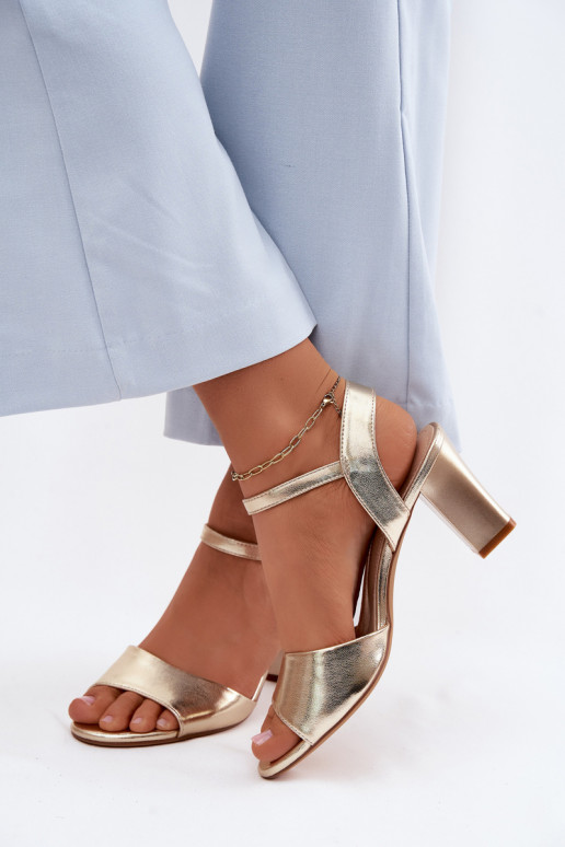 Damen-Sandalen mit hohen Absätzen Sergio Leone SK861 goldene Farbe