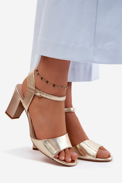 Damen-Sandalen mit hohen Absätzen Sergio Leone SK861 goldene Farbe