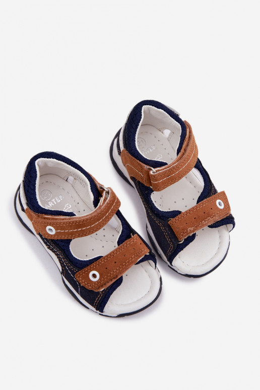 Haut INildledersandalen für Jungs Bartek 84408-66 blaue-braune Farbe
