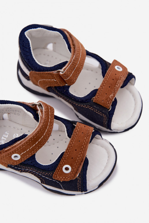 Haut INildledersandalen für Jungs Bartek 84408-66 blaue-braune Farbe